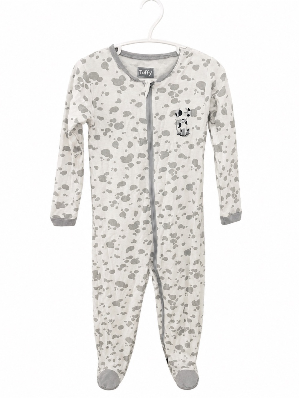 Tuffy Gray Spot Footed One-Piece for Kids